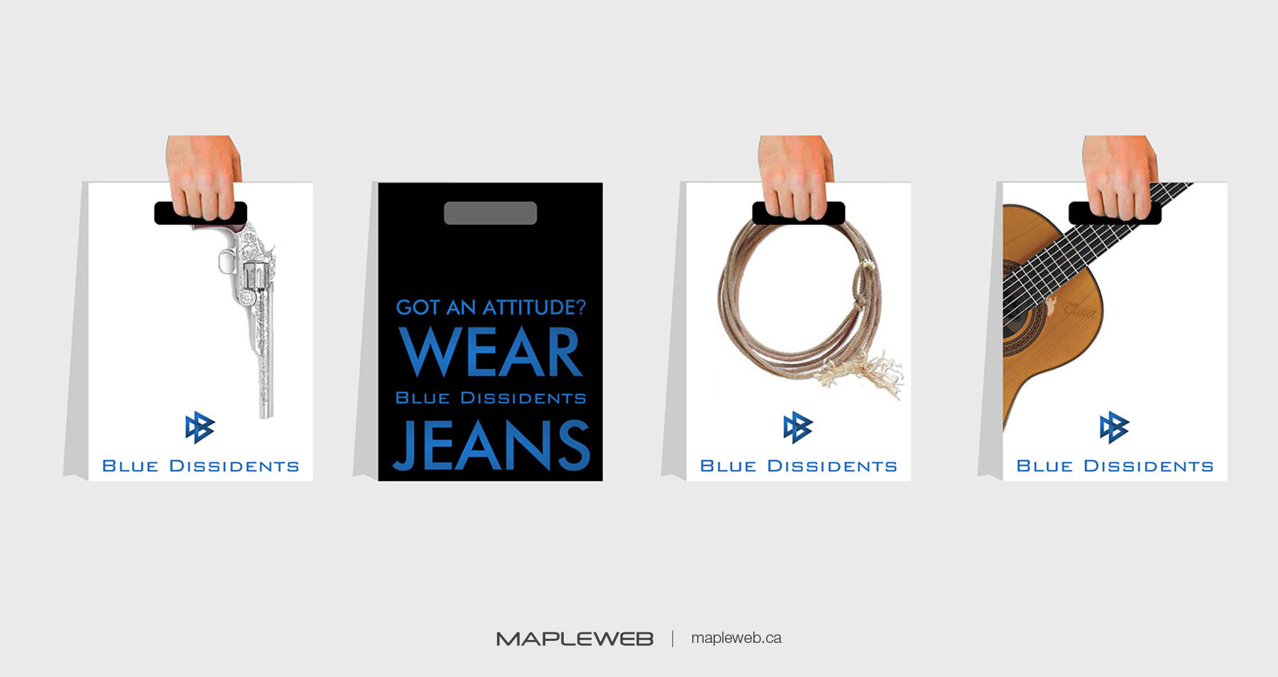 Blue Dissidents Brand design by Mapleweb Hand Held Paper Bag with Different Designs
